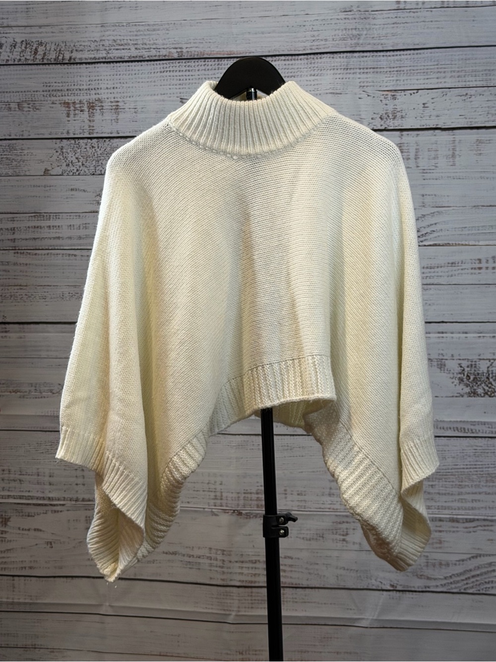 bishop + young Cream Mock Neck Poncho Sweater